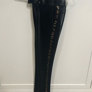 ASOS Design Velvet Pants with Sequin Leopard Trim 32/30